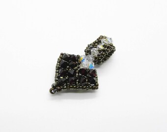 Crystal Beaded Heart Pendant Dark Red - Prima Donna Beads