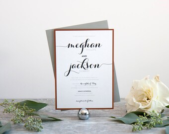 Modern Script Wedding Invitation, Deposit to Get Started