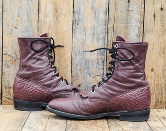 Lacer Boots 1980s Boots Leather boots, Ankle Boots Justin boots Eu 42 boots 1990s boots 1970s boots Bull Hide Burgundy Boots cowboy boots