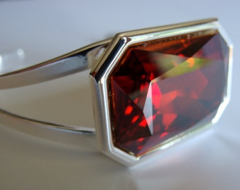 Red Magma Swarovski Crystal Large Stone Cuff Bracelet