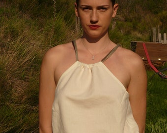Top with straps made of hemp and cotton