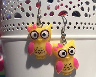 Yellow OWL earrings