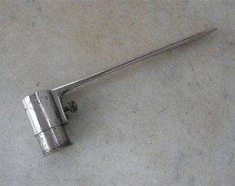 French GUN POWDER MEASURE Chrome or Stainless Steel Set Screw Nautical Maritime Military Anchor Hunting H N France Vintage 1930-50's