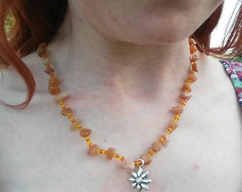 Red Amazonite Daisy necklace