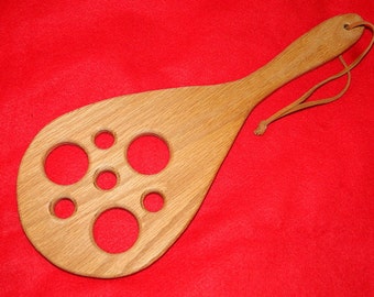 Spanking Paddle - "Crop Circles" Adult Oak Spanking Paddle
