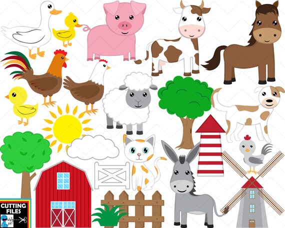 Download Farm Animals Cutting files Digital SVG DXF EPS Vinyl cut