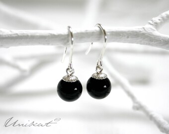Onyx Pearl Earrings | Black/925 Silver