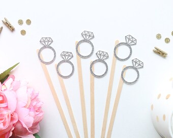 Diamond Ring Drink Stir Sticks | Engagement Party | Bridal Shower | Wedding Decorations | Bride To Be | Just Married | Swizzle Sticks