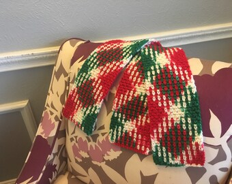 Christmas Argyle Scarf- Red, Green, and White