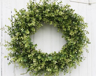 Boxwood Wreath, Green Wreath, Farmhouse Decor, Everyday Wreath, Year Round Wreath, Door Wreath, Front Door Wreath, Greenery Wreath, Wreath