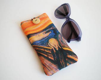 Glasses case, sunglasses case, eyeglasses case, Edvard Munch, The Scream, Case for sunglasses, Soft glasses case, glasses sleeve