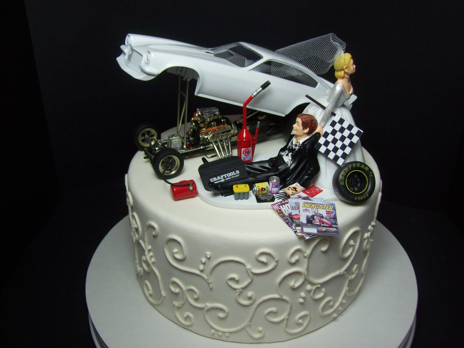 Funny Wedding Cake Topper for Mechanics AUTO MECHANIC Chevy