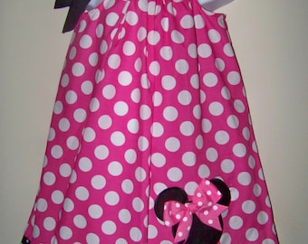Minnie Mouse Pillowcase Dress / Pink Polka Dot / Disney / Birthday / Girl / Infant / Baby / Toddler / Birthday / Custom Boutique Clothing