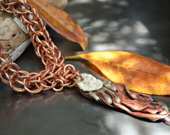 Copper necklace, Abstract necklace, Unusual necklace, Artsy necklace, Unique necklace, Dramatic necklace, Modern necklace, Cool necklace