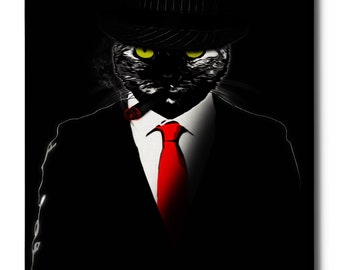 Giclee Canvas Wall Art "Mobster Cat" by Nicklas Gustafsson