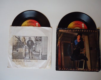 Bruce Springsteen Vinyl 45s - My Hometown and Dancing in the Dark - complete with original sleeves
