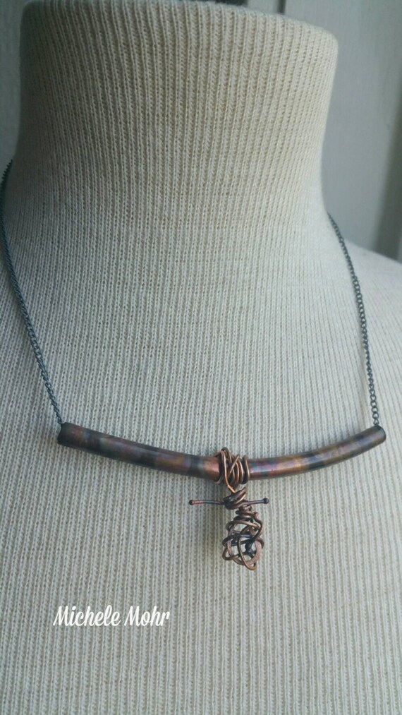 Urban Alchemy Painted with Fire Copper and Steel 18" Necklace