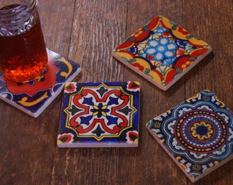 Stone coasters - Mexican tile design