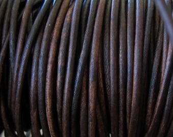 2MM Leather Cord Vintage Natural Brown Lace 4 Yards
