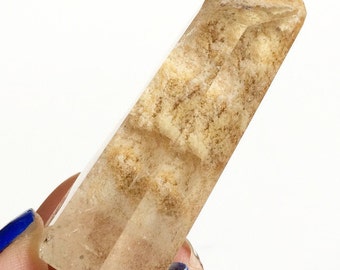 Chlorite and Lodolite Included Quartz Crystal, Included Quartz Polished Point, Gemstone, Mineral