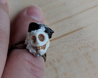 Skull Ring - Blue Goldstone Ring-