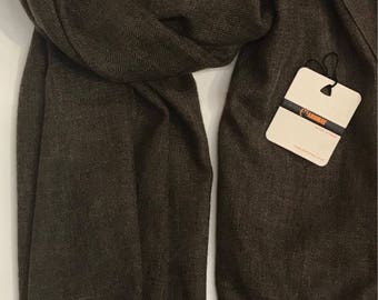 Handmade Natural Cashmere Scarf- Darkest BROWN