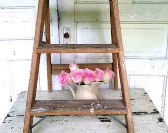 Vintage Rustic Farmhouse Ladder Spattered Paint