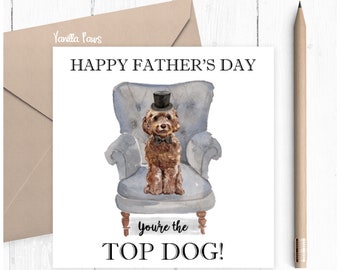 Cockapoo Father's Day Card, Father's Day, Cockapoo Greeting Card, Dog Lover Gift, Cockapoo Lover Card, Cockapoo Brown