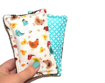 Reusable Sponge | Unsponge | Eco Friendly | Cleaning or Kitchen Sponge | Cotton and Terry Cloth | Jolly Farm | Chicken | Rooster |