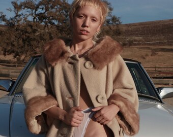 1950s Sugar Sugar Coat Oversized with Faux Fur Trim / Almost Famous Penny Lane Mod Twiggy