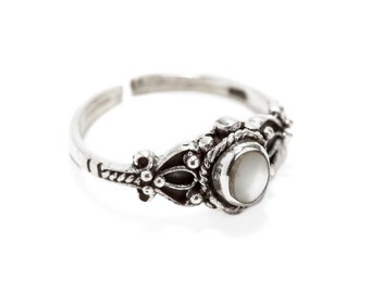 WINDALF Toe Ring PERLA h: 0.8 cm White Stone Midi Ring 925 Sterling Silver