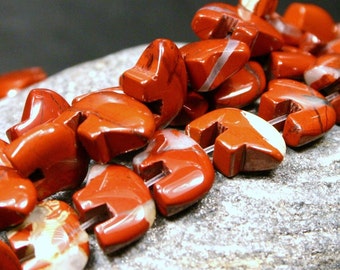 10 Pcs. Red Jasper Zuni Style Bear Fetish Beads small Rust Brick Burnt Orange Gemstone Southwest Totem Animal Utah Desert Petite Mini Gem