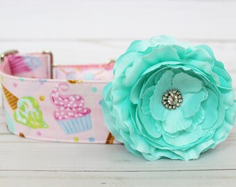 Aqua Dog Collar Flower Add-On for Your Custom Dog Collar