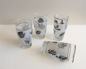 Vintage Tumblers, Libby Silver Leaves.