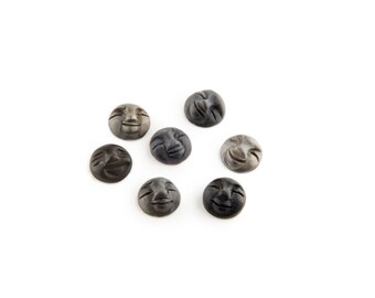 Smiling Dark Side of the Moon Frosted Black Onyx Cabochons (8 mm)