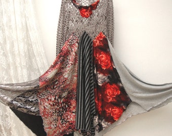 Boho, hippie upcycled dress, reworked Folk, bohemian dress, boho, gypsy dress