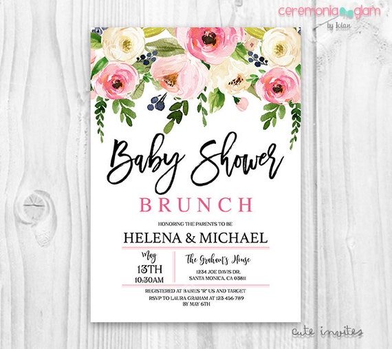 Floral Baby Shower Invitation Brunch For Baby Invitation