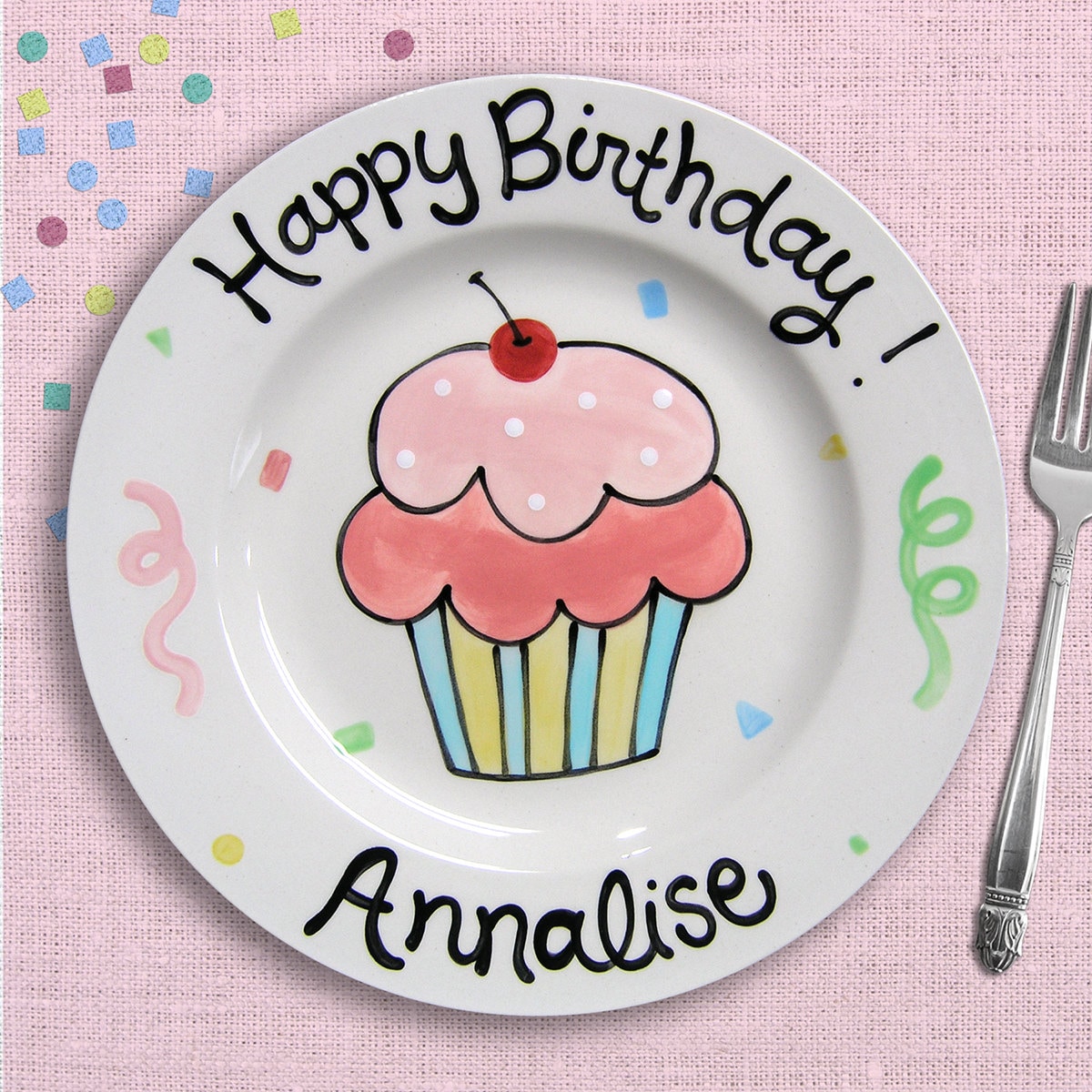 Pink Birthday Plate Personalized First Gift Pink Birthday Plate Personalized First Gift Cupcake Girl 1st