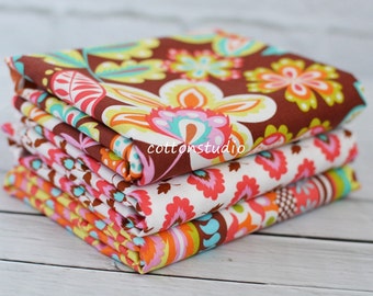 Michael Miller Fabric Fiesta Collection in Chocolate Fat Quarter Bundle Set Elena Evita Esme