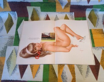 Original Alberto Vargas Playboy Pinup Print. April 1968. Erotic Art. Pin Up Girl Art. Retro Vargas Prints. Vintage Playboy Magazines.