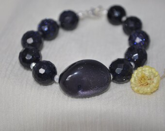 Natural Gemstone and Glass Crystal Bracelet