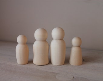 Wooden Peg Dolls / Unfinished Peg Dolls / Family Peg Dolls / montessori materials / montessori toys / montessori toddler