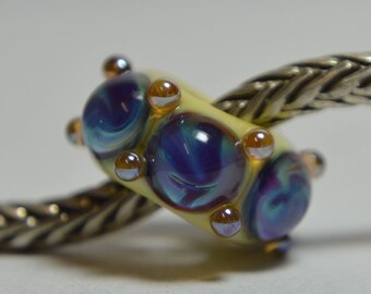 Unique Handmade Lampwork Glass European Charm Bead - SRA - Fits all charm bracelets - Silver Core Options