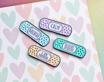 Motivational Enamel Pin Badge Plaster Tactile Self Care Mental Health Well-Being
