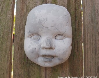 Plaster Decayed Doll Head Wall art by Ugly Shyla - dolls - gothic home - decor - creepy doll
