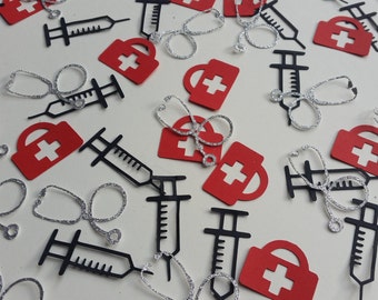Nurse table confetti. Medical doctor nurse themed party decor. Medical confetti. Nurse doctor medical graduation party. Nurse party decor