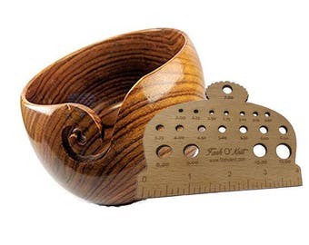 Free Knitting Gauge with Sheesham wood Yarn Bowl