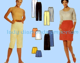 Simplicity 8740 Womens Easy Pull-on Pants Shorts Skirt in 2 Lengths size L & XL 18-20 22-24 One Hour Full Figure Sewing Pattern Uncut FF