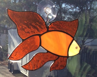 Fancy Goldfish Stained Glass Suncatcher G-06
