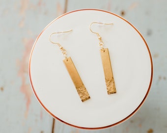 Hammered Brass Earrings, Hammered brass dangle earrings, Brass boho earrings, Minimalist earrings, bohemian earrings, brass drop earrings